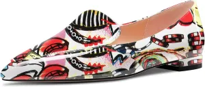 TNYNFBEB Women Chunky Block Low Heel Close Pointed Toe Loafers Shoes Slip-on Office Party Basic Classic 0.6 Inches Heels