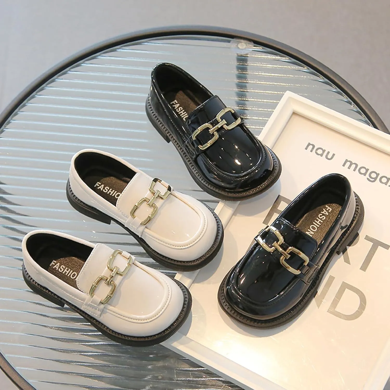 Toddler Boys Girls Leather Loafers Dress Shoes Little Kid Oxford Flats Casual Moccasins Slip-On School Uniform Walking Boat Shoes