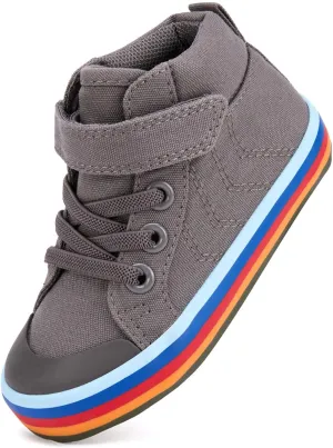 Toddler Boys Girls Walking Shoes High Top Tennis Canvas Sneakers(Infant/Toddler)