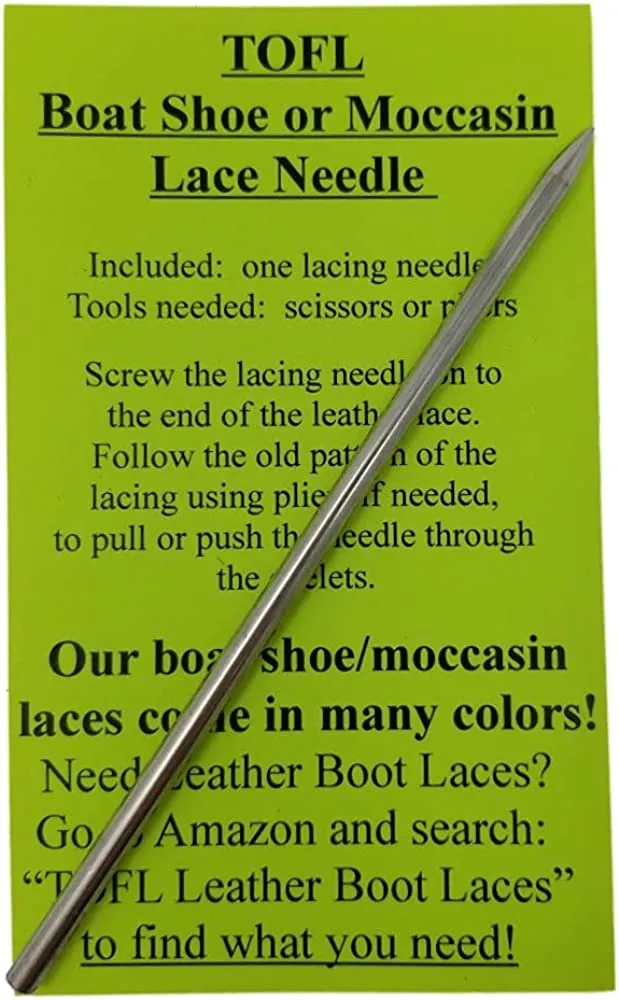 TOFL Leather Boat Shoe Lacing Kit | 45 inches Long | Includes 1 Needle And 2 Strips | 1 Pair