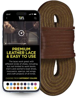 TOFL Leather Boot Laces|1/8 Inch Thick 72 Inches Long|2 Leather Strips [1 Pair]