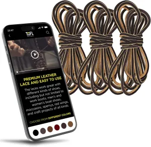 TOFL Logger Style Leather Boot Laces | 108 inch long | Comes in 1 or 3 Pairs