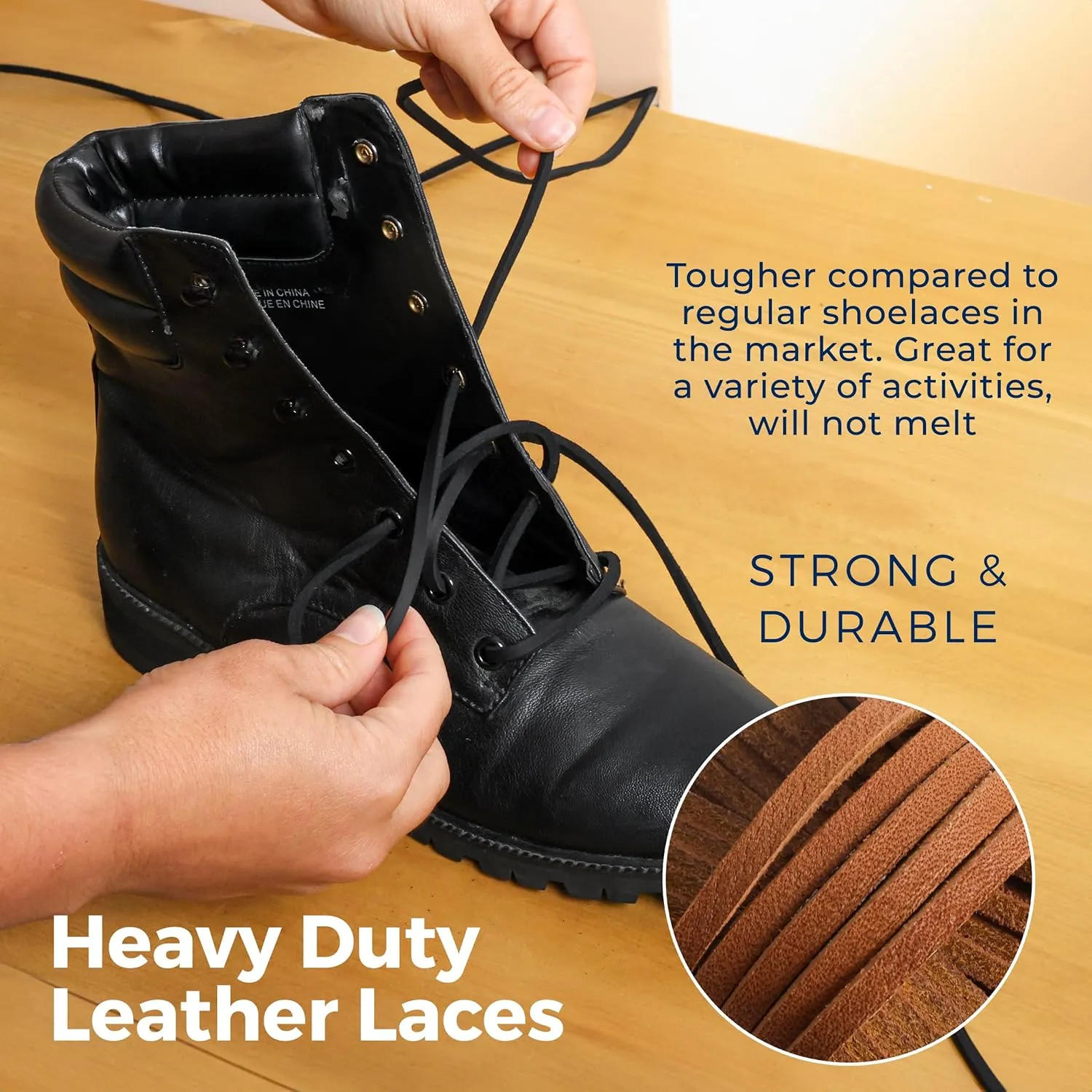 TOFL Logger Style Leather Boot Laces | 108 inch long | Comes in 1 or 3 Pairs