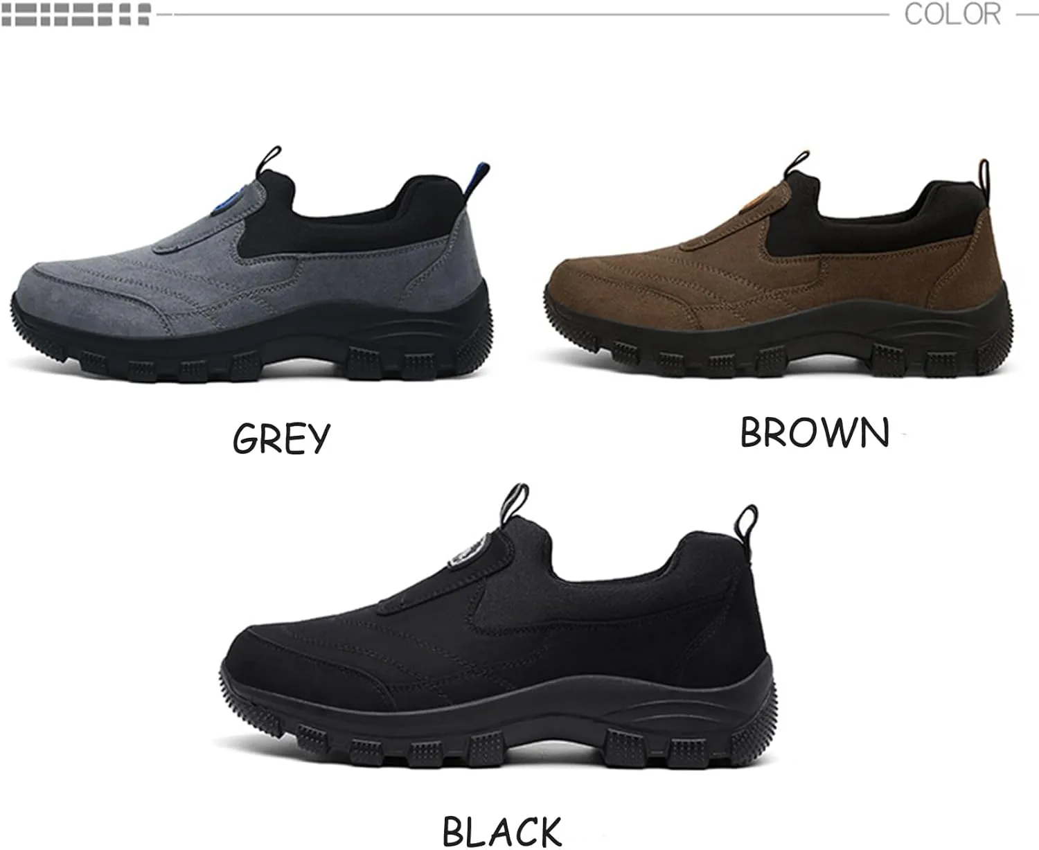 Tokouk Men's Leather Comfortable and Breathable Orthopedic Hiking Shoes, Casual and Lightweight Slip-On Walking Boat Shoes, Outdoor Non-Slip Sneakers.