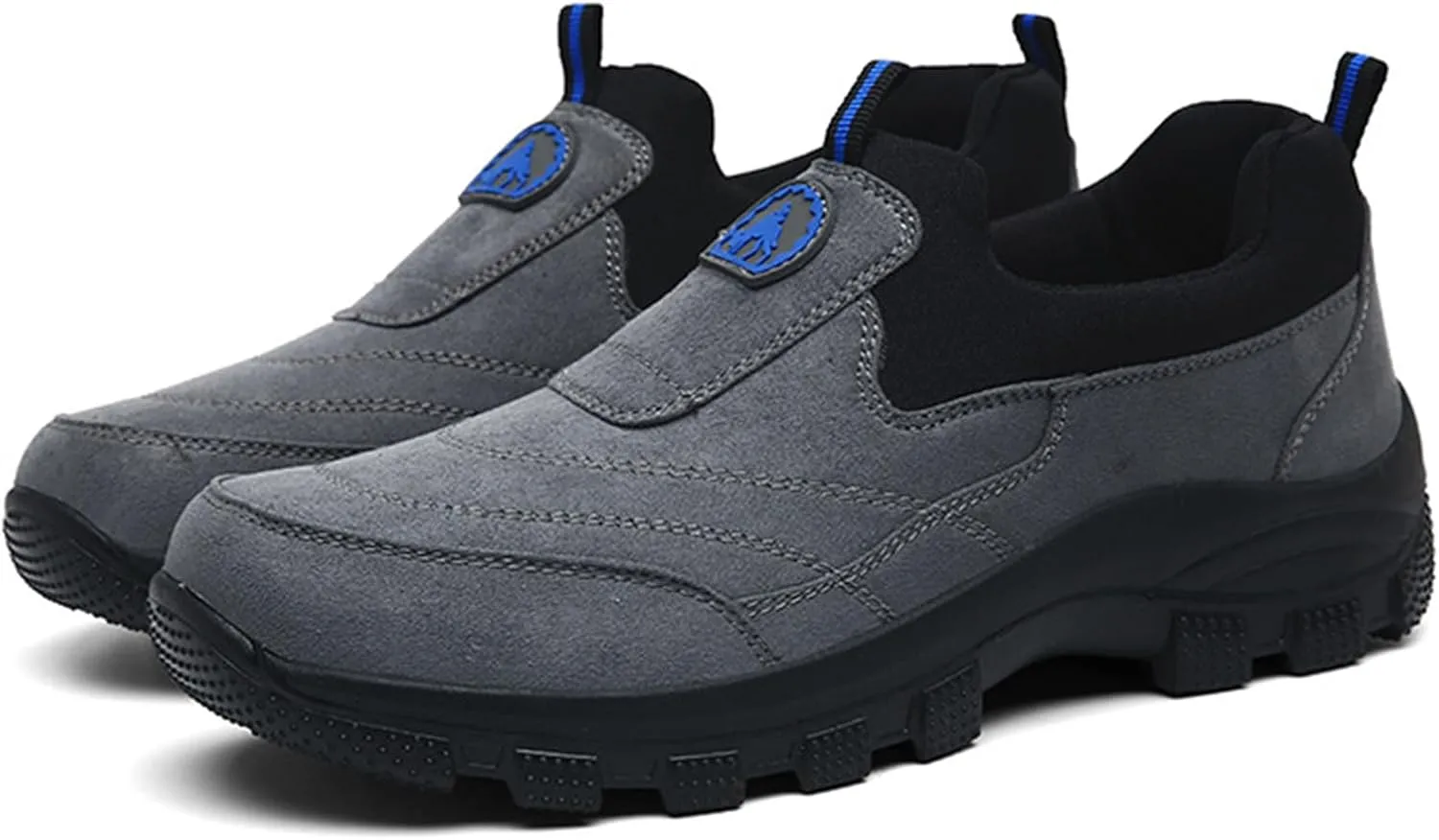 Tokouk Men's Leather Comfortable and Breathable Orthopedic Hiking Shoes, Casual and Lightweight Slip-On Walking Boat Shoes, Outdoor Non-Slip Sneakers.