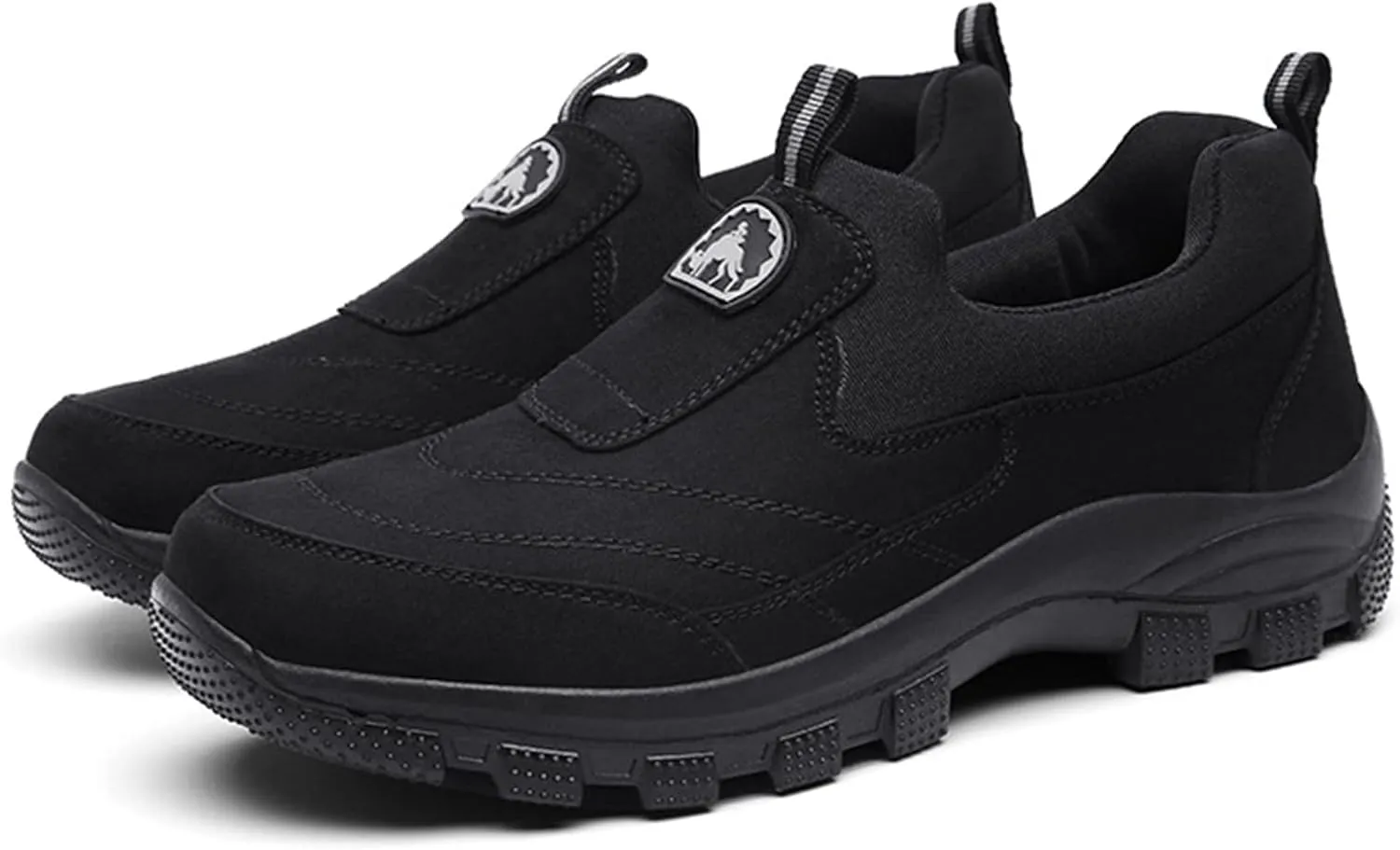 Tokouk Men's Leather Comfortable and Breathable Orthopedic Hiking Shoes, Casual and Lightweight Slip-On Walking Boat Shoes, Outdoor Non-Slip Sneakers.