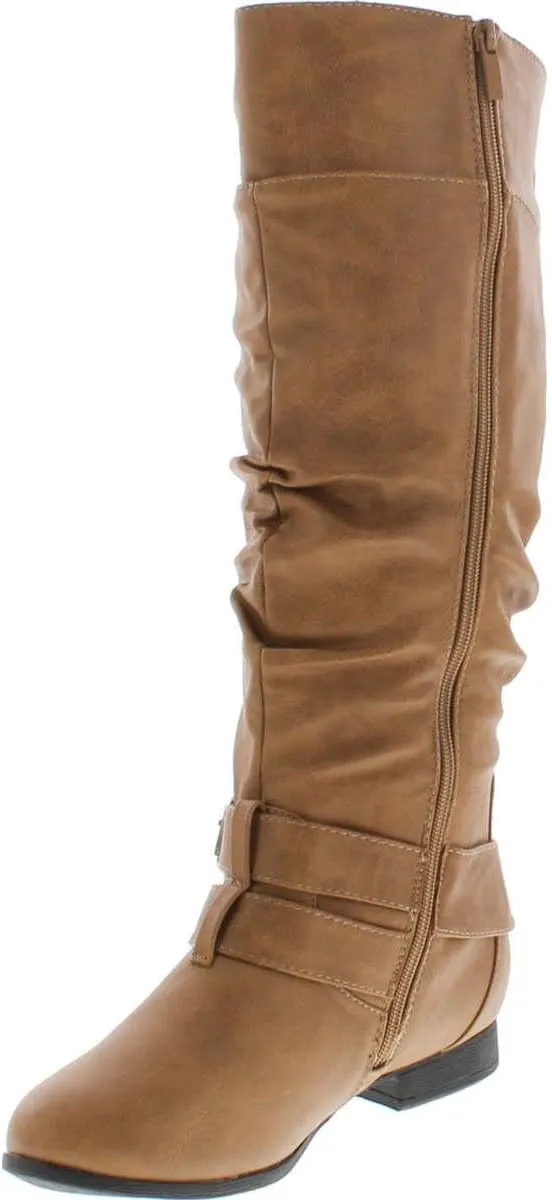 TOP Moda Coco-20 Women's Fashion Round Toe Low Heel Knee High Zipper Riding Boot Shoes