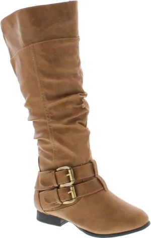 TOP Moda Coco-20 Women's Fashion Round Toe Low Heel Knee High Zipper Riding Boot Shoes