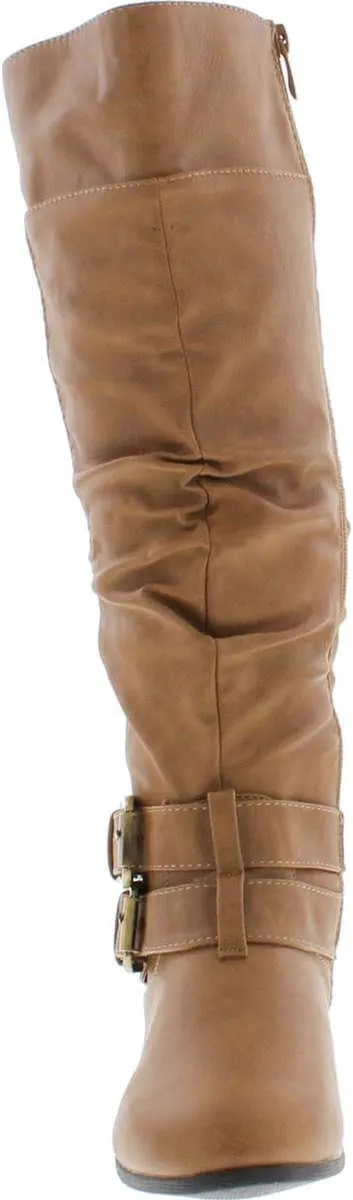 TOP Moda Coco-20 Women's Fashion Round Toe Low Heel Knee High Zipper Riding Boot Shoes