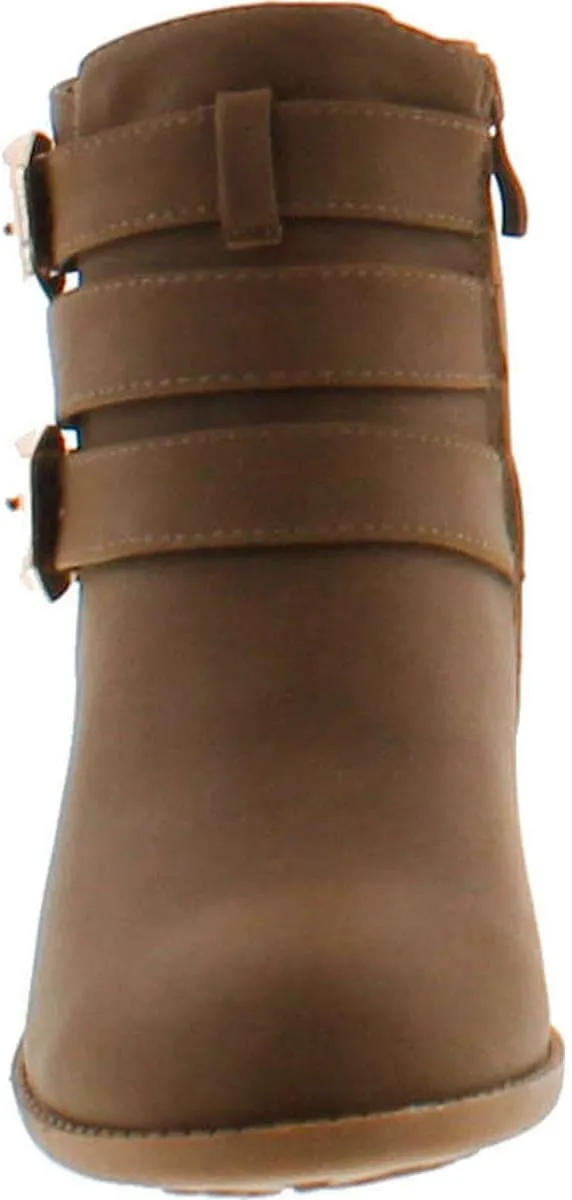 TOP Moda Womens Ankle Boots Chunky Stacked Mid Heel Elastic Chelsea