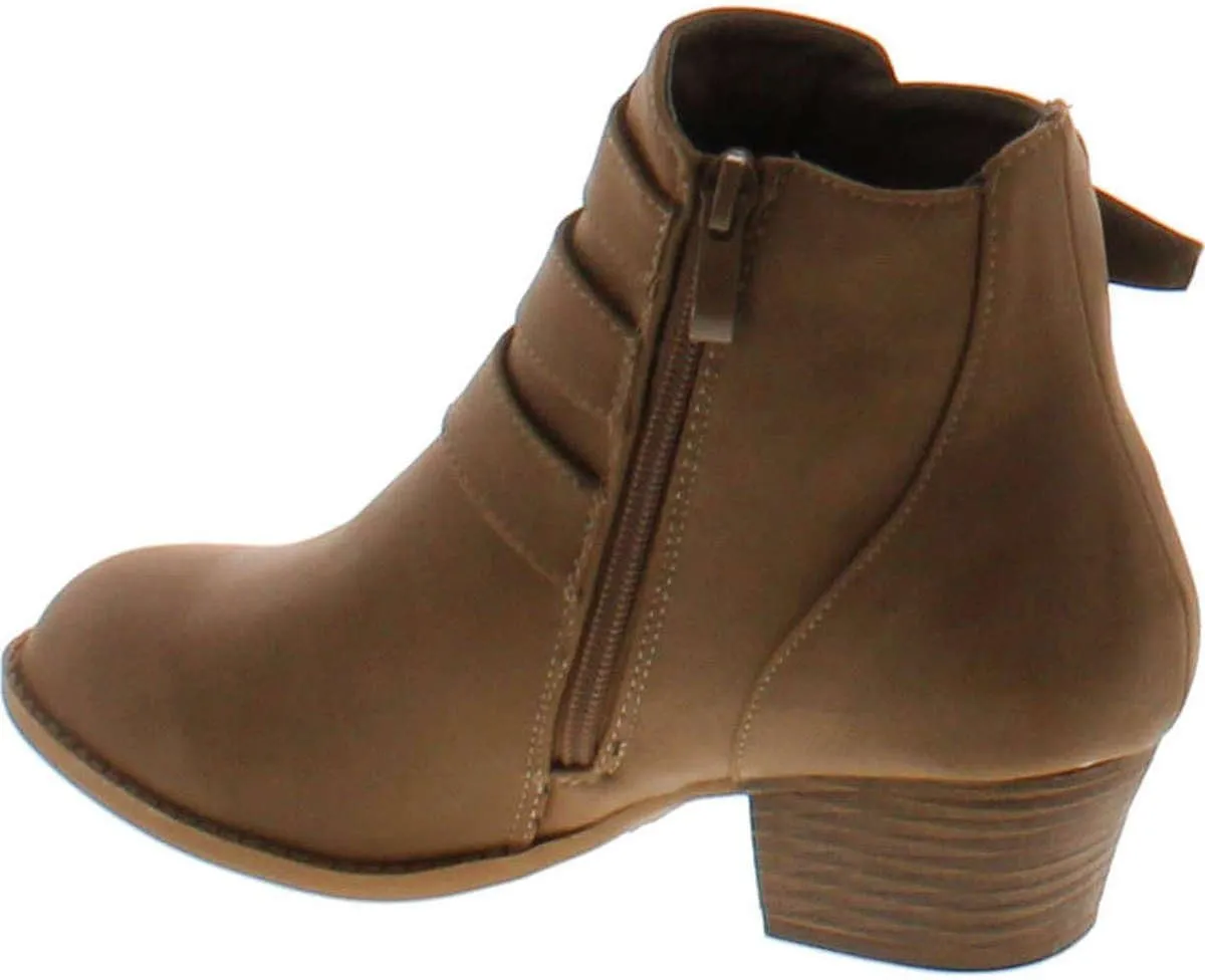 TOP Moda Womens Ankle Boots Chunky Stacked Mid Heel Elastic Chelsea
