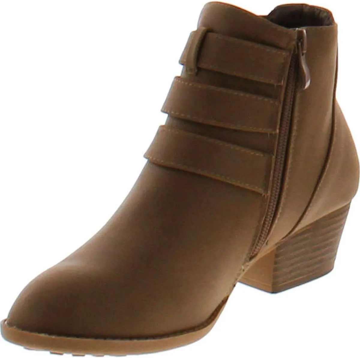 TOP Moda Womens Ankle Boots Chunky Stacked Mid Heel Elastic Chelsea