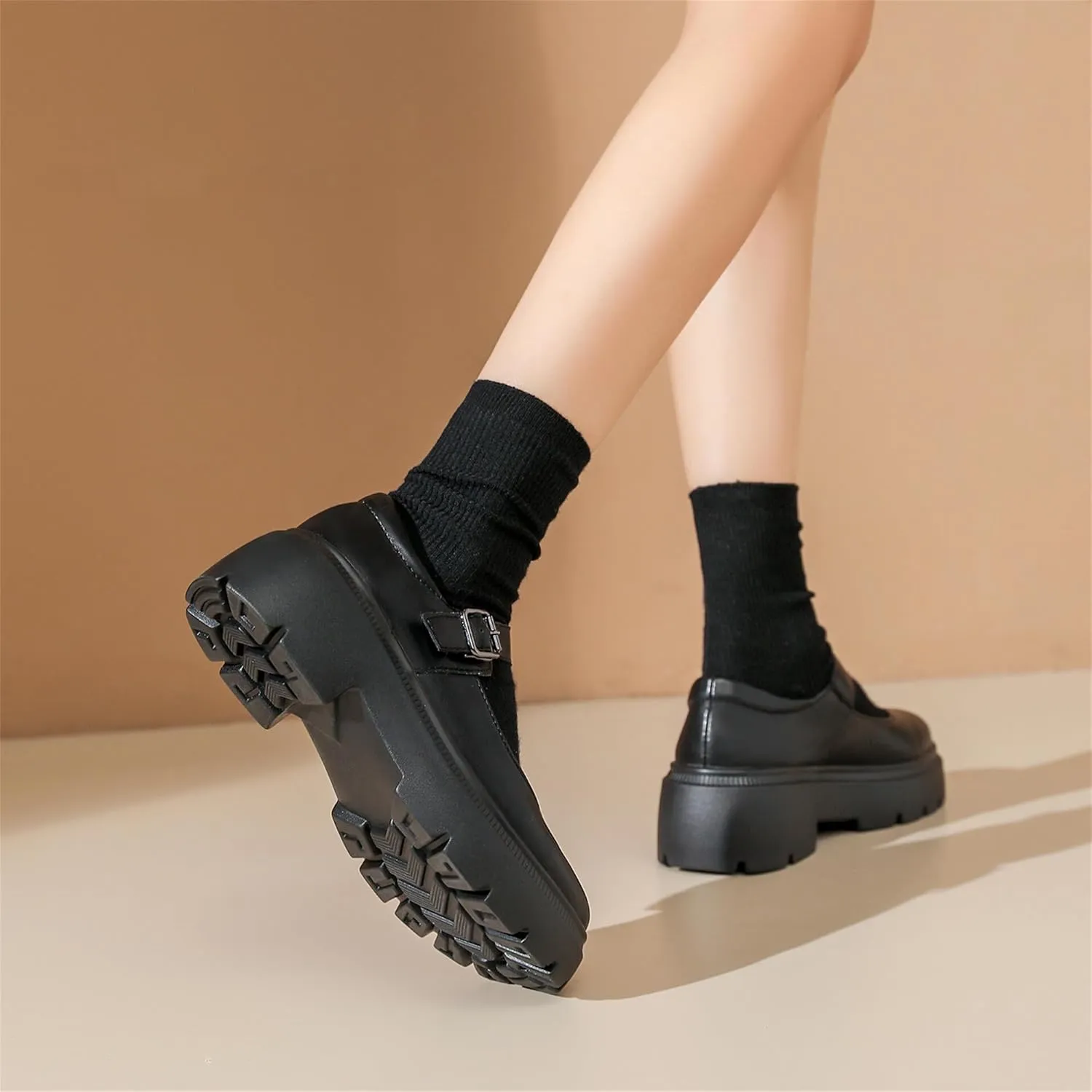 Touchmosees Women's Mary Janes Shoes Platform Dress Chunky Pumps Oxfords Low Heel Round Toe Ankle Strap Pumps Wedges Shoes