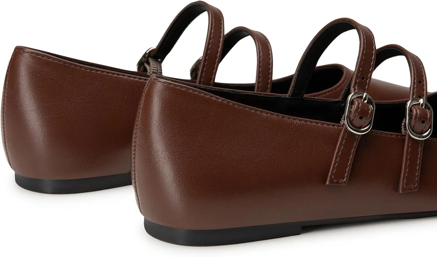 Trary Flats for Women Closed Pointed Toe Mary Jane Shoes Women Comfortable Slip on Ballet Flats Dressy Shoes Adjustable Strap PU Leather Mary Janes Loafers