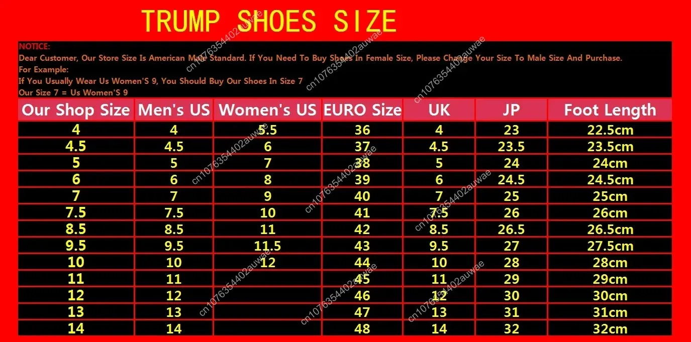 Trump NEVER SURRENDER Gold Mens 2024 MAGA Streetwear Sneakers
