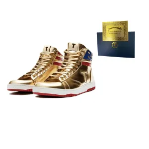 Trump NEVER SURRENDER Gold Mens 2024 MAGA Streetwear Sneakers