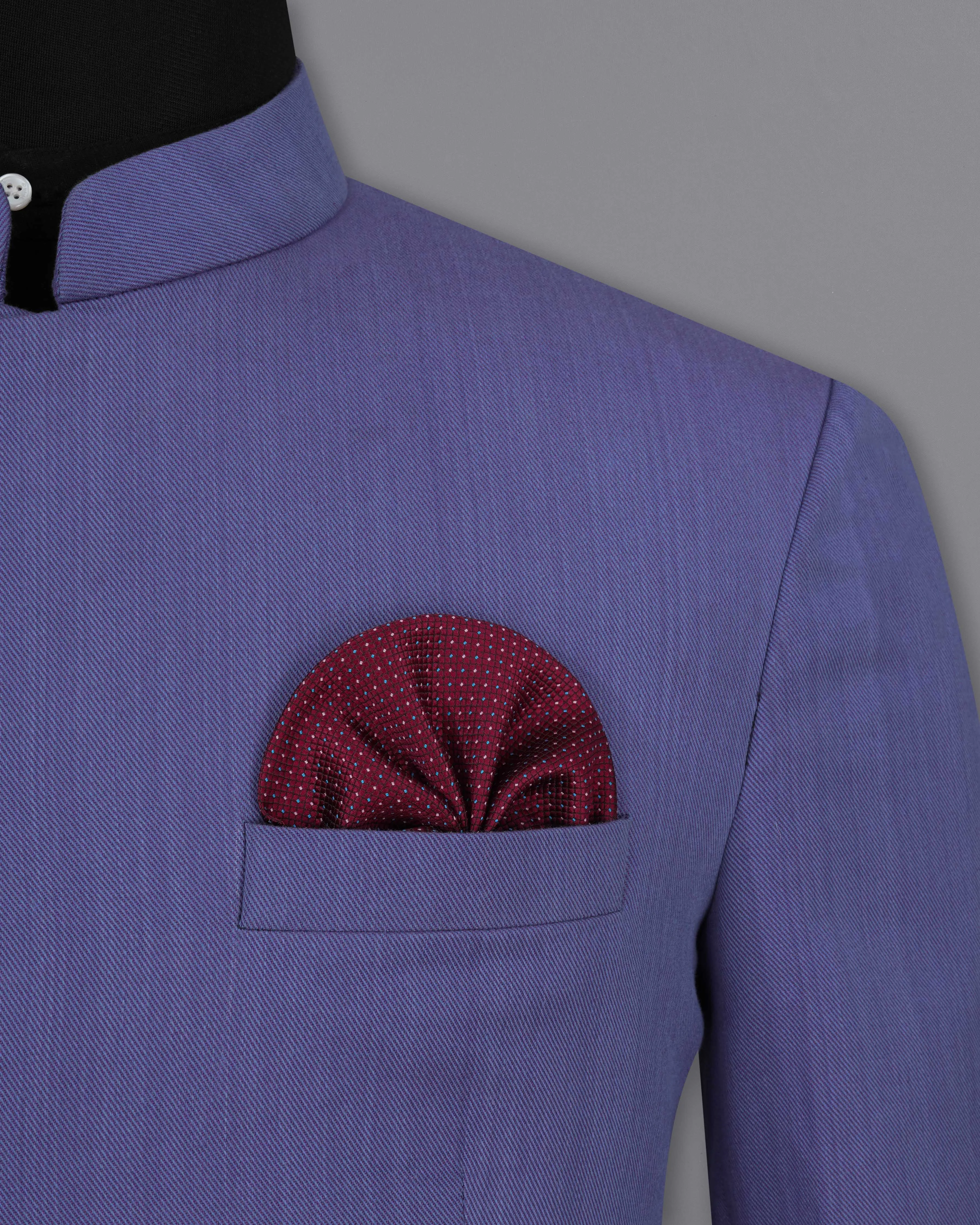 Twilight Blue Premium Cotton Cross Buttoned Bandhgala Blazer