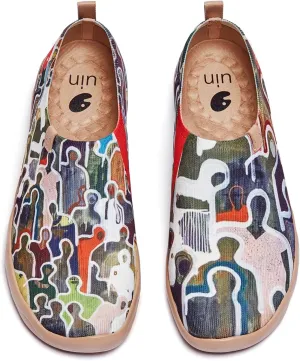 UIN Men's Casual Walking Travel Shoes Slip On Knitted Loafers Lightweight Comfort Air Painted Fashion Sneaker Be Lost (12)