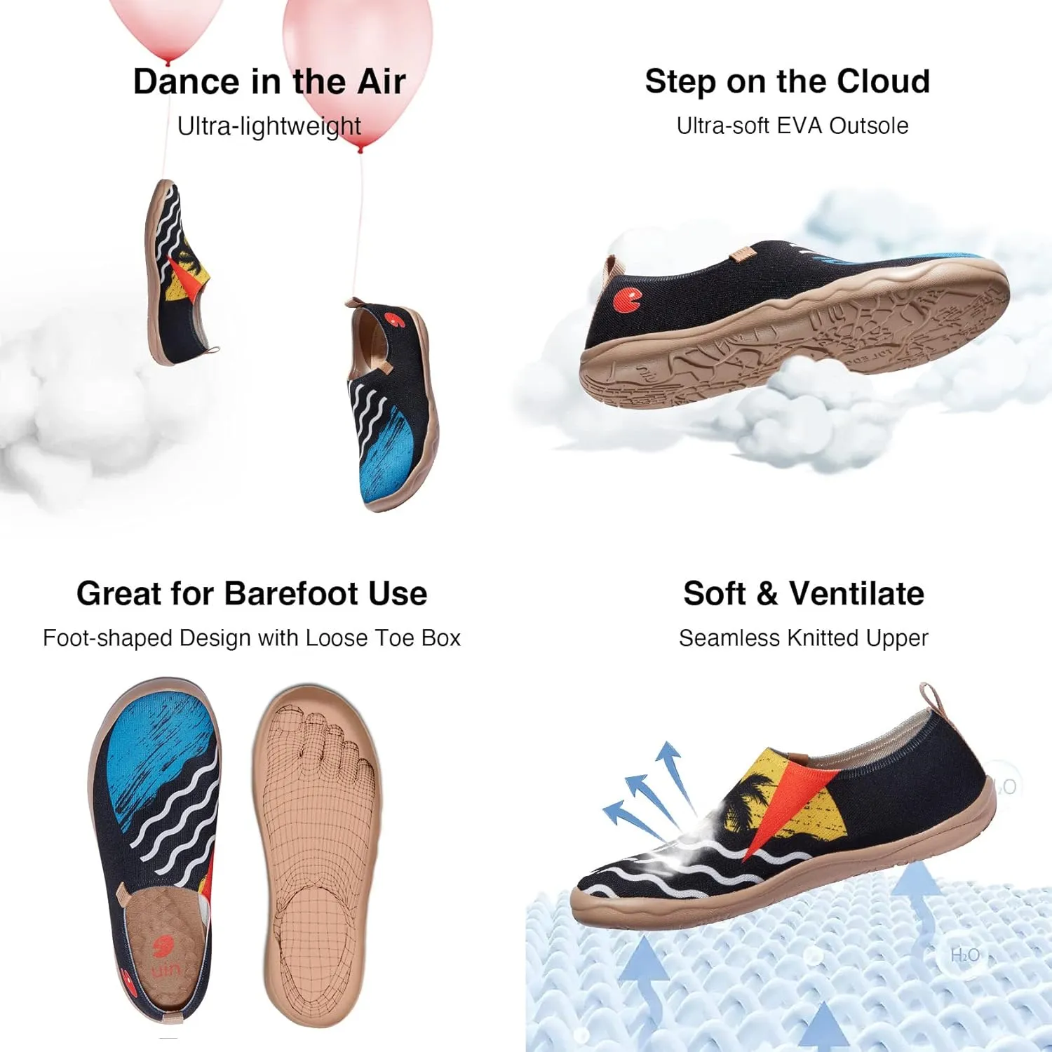 UIN Men's Loafers Painted Travel Shoes Slip On Knitted Walking Shoes Casual Lightweight Comfort Fashion Sneaker Toledo