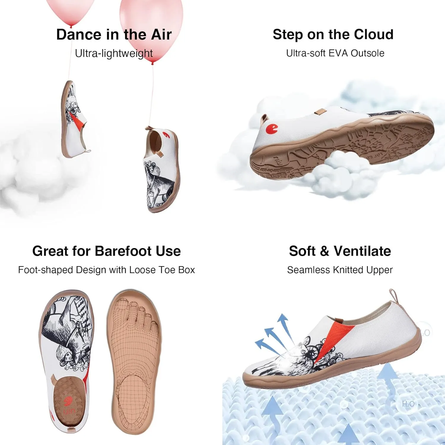 UIN Men's Loafers Painted Travel Shoes Slip On Knitted Walking Shoes Casual Lightweight Comfort Fashion Sneaker Toledo