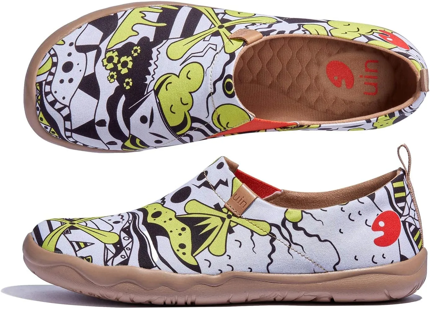 UIN Men's Walking Travel Shoes Slip On Canvas Casual Loafers Lightweight Comfort Fashion Sneaker Happy Doggies