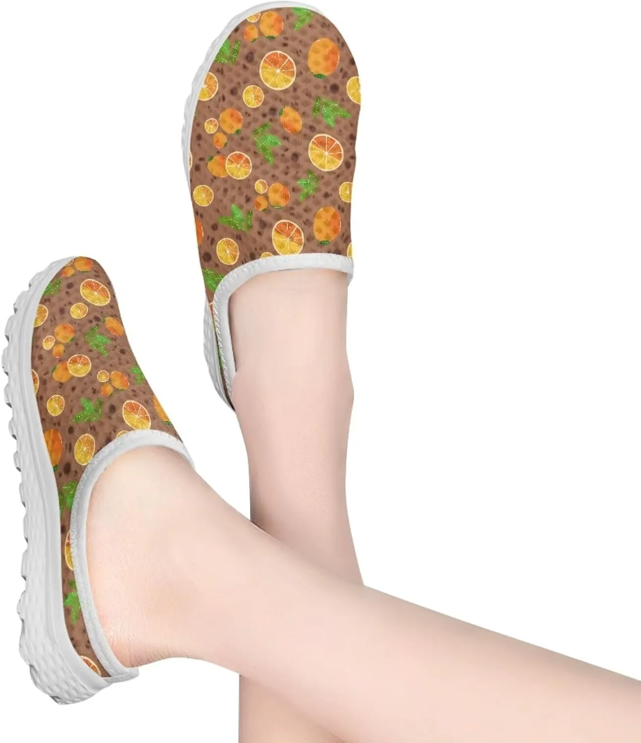 UNICEU Fruit Print Slip On Shoes for Women Backless Breathable Mules Comfortable Non Slip Sneakers for Walking Work