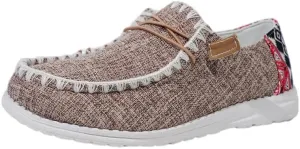 Unisex-Adult Aztec Comfort Canvas Loafers Sneakers Lightweight Boat Shoes Easy Slip-On Deck Shoes Elastic Lace-Up Non-Slip Flat Drving Shoes Breathable Walking Shoes for Men Women, Brown/Khaki/Black
