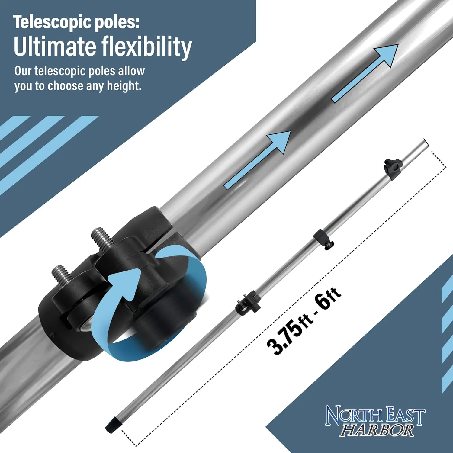 Universal T-Top Shade Extension Bimini Tops for Boats, Sun Shade Boat Canopy, Adjustable Telescopic Poles, Marine 900D Fadeproof Boat Cover, Includes Base Mounts, 90" L x 96" W, Mesh