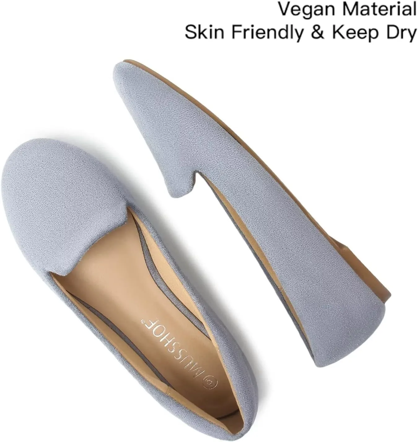 USSHOE Flats Shoes for Women Slip on Round Toe Comfortable Women's Flats Ballet Flats Shoes Loafers