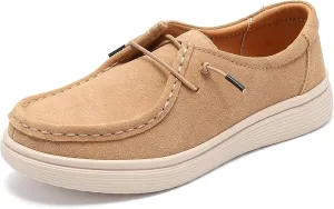 Veroders Women's Suede Wendy Loafers Comfortable Light-Weight Ultralight Boat Canvas Sneakers