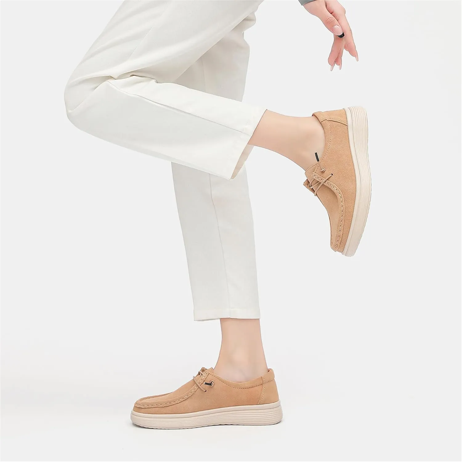 Veroders Women's Suede Wendy Loafers Comfortable Light-Weight Ultralight Boat Canvas Sneakers