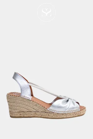 VIGUERA 1909 SILVER LEATHER SLINGBACK WEDGES