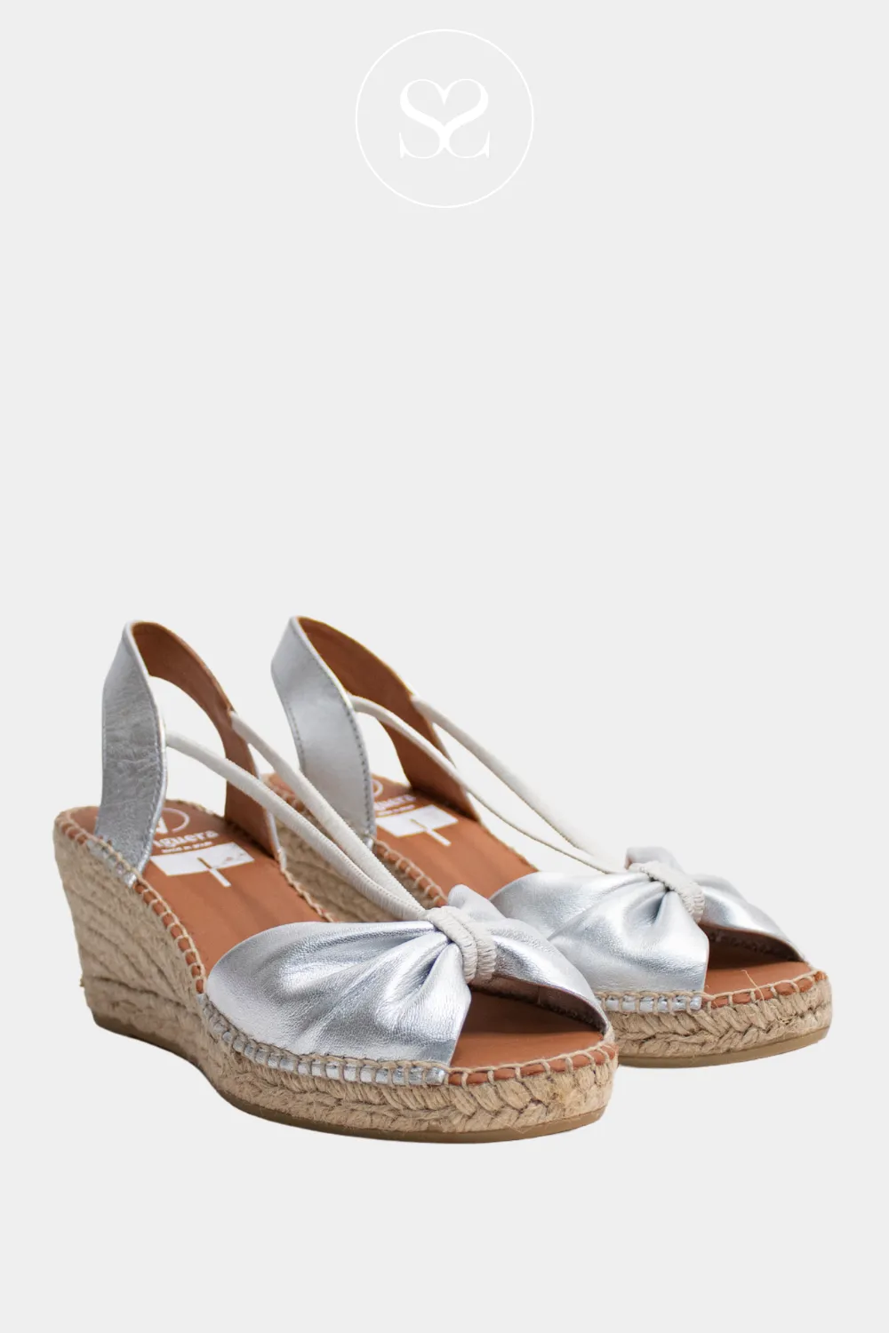 VIGUERA 1909 SILVER LEATHER SLINGBACK WEDGES