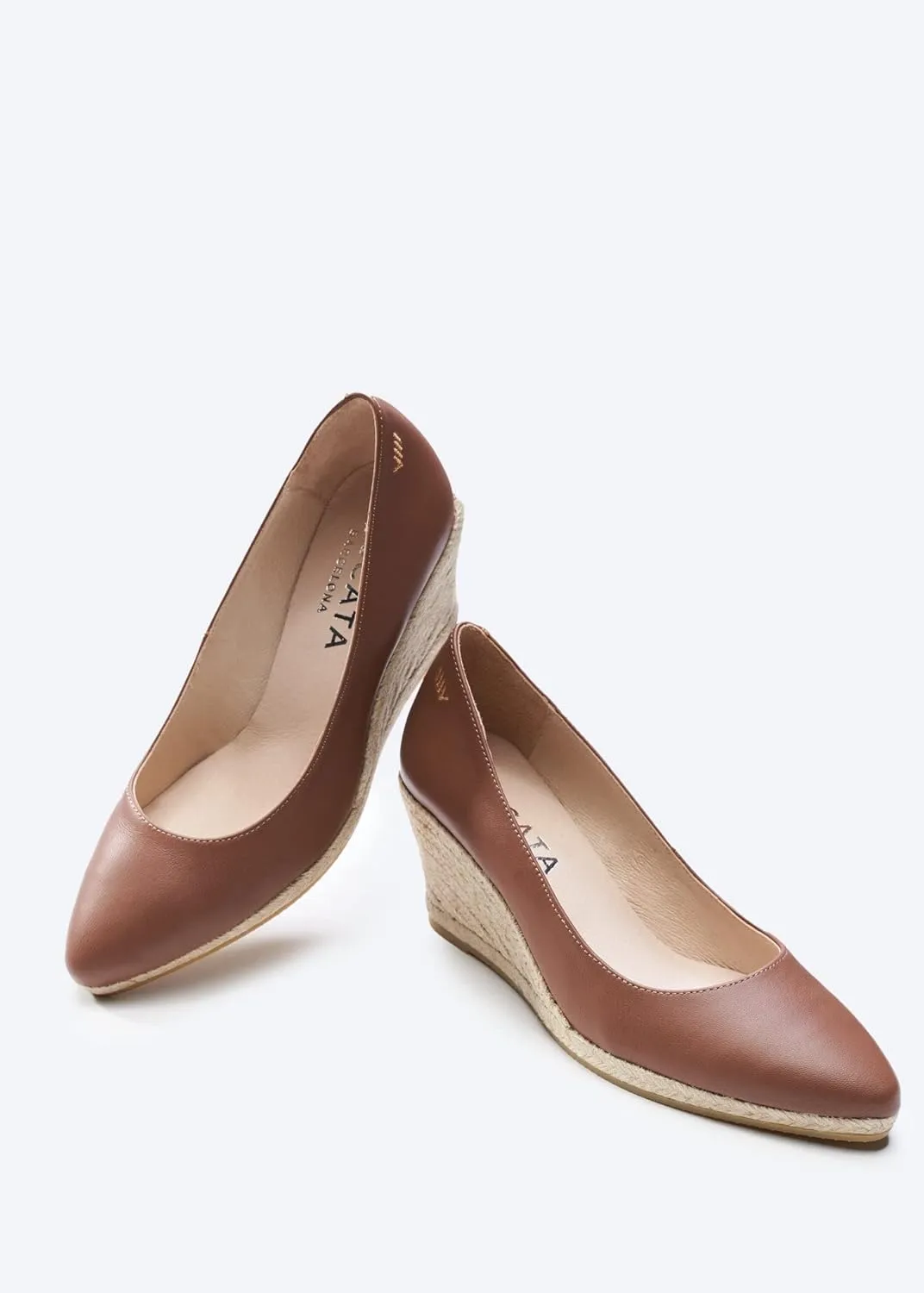 VISCATA Dunes Leather Wedge Pumps Handmade 2 ½”” Heel Women's Sandals with Leather Lined Canvas Upper 100% Natural Jute Midsole Soft Leather Inner Sole Cushion for All Casual Occasions