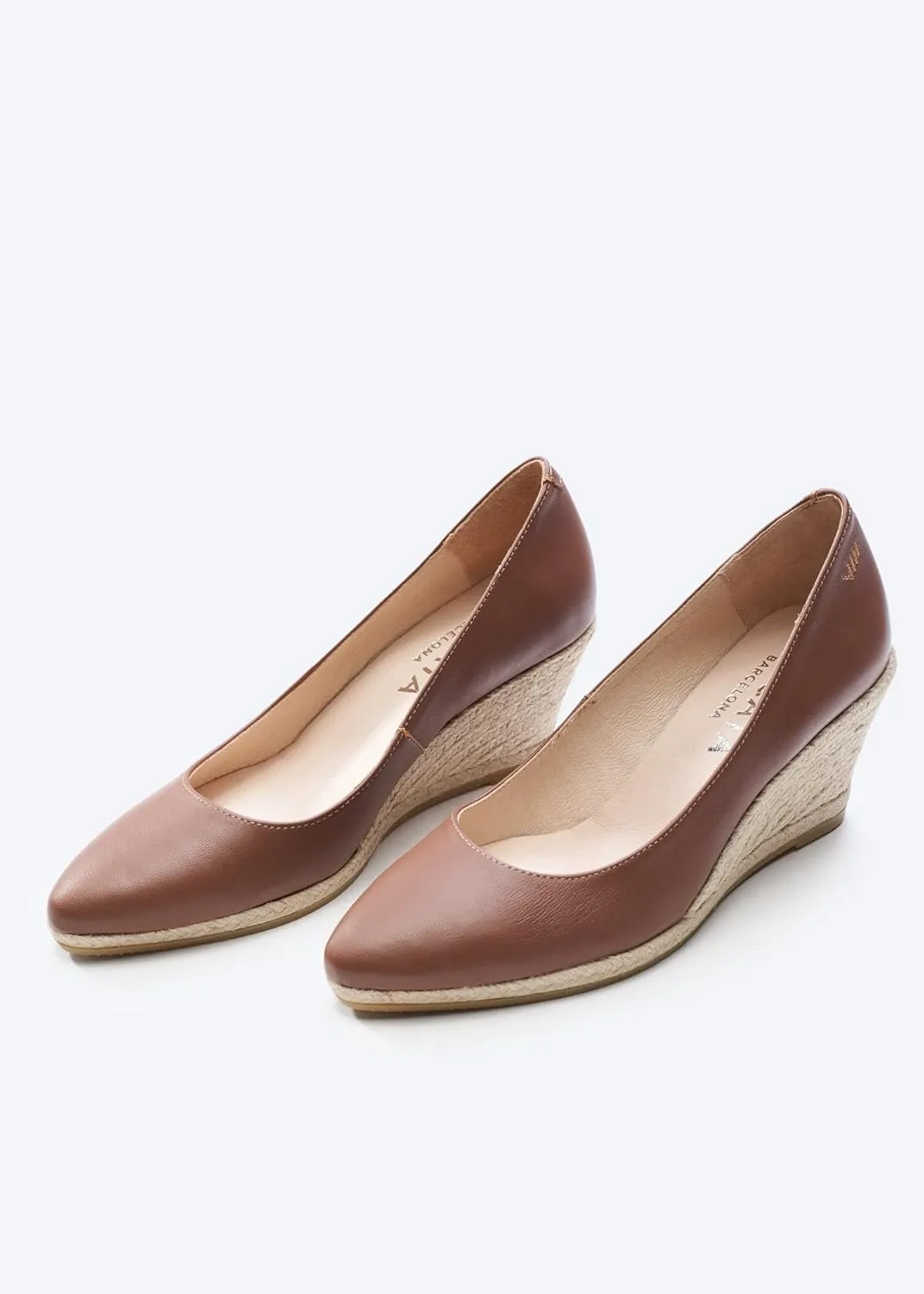VISCATA Dunes Leather Wedge Pumps Handmade 2 ½”” Heel Women's Sandals with Leather Lined Canvas Upper 100% Natural Jute Midsole Soft Leather Inner Sole Cushion for All Casual Occasions