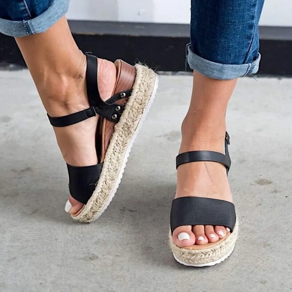 Wedge Sandals for Women Wide,2020 Fashion Wedge Ankle Buckle Sandals Summer Beach Sandals Open Toe Espadrille Platform