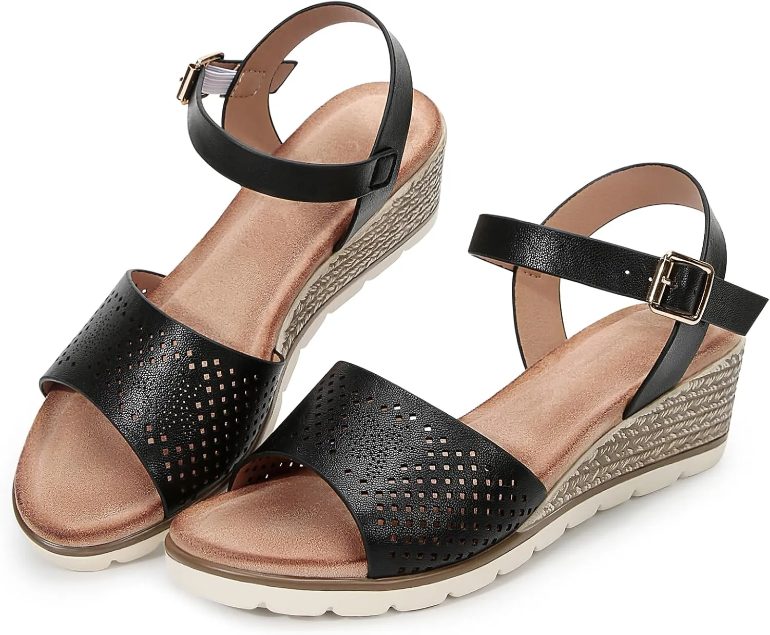 Wedges for Women Dressy, Women's Ankle Strap Sandals Platform Bee Pattern