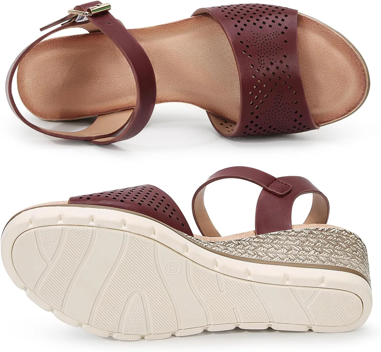 Wedges for Women Dressy, Women's Ankle Strap Sandals Platform Bee Pattern