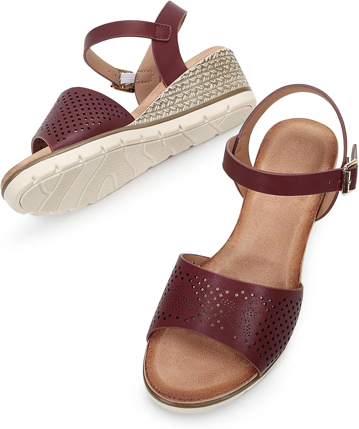 Wedges for Women Dressy, Women's Ankle Strap Sandals Platform Bee Pattern