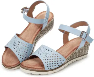 Wedges for Women Dressy, Women's Ankle Strap Sandals Platform Bee Pattern