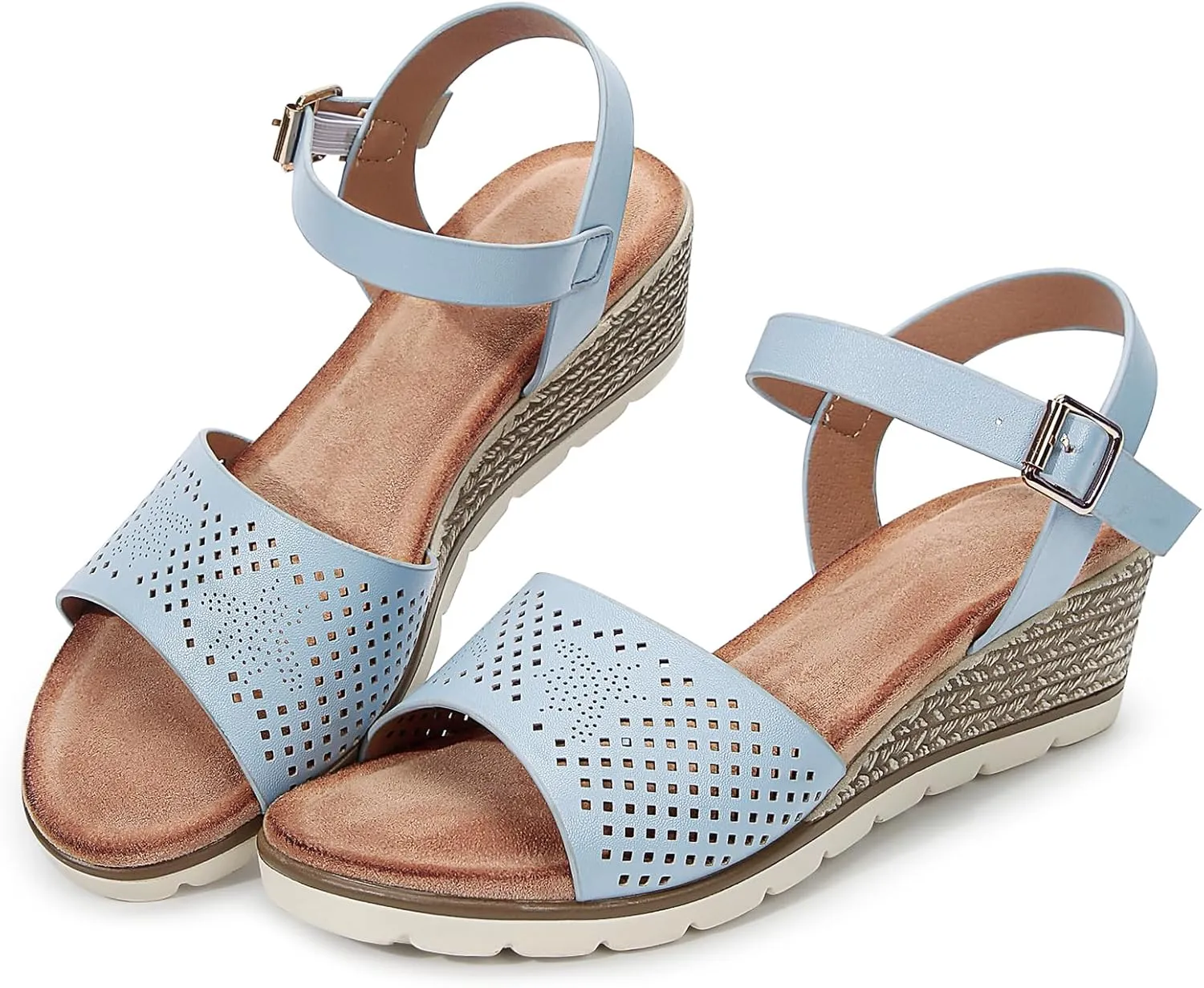 Wedges for Women Dressy, Women's Ankle Strap Sandals Platform Bee Pattern