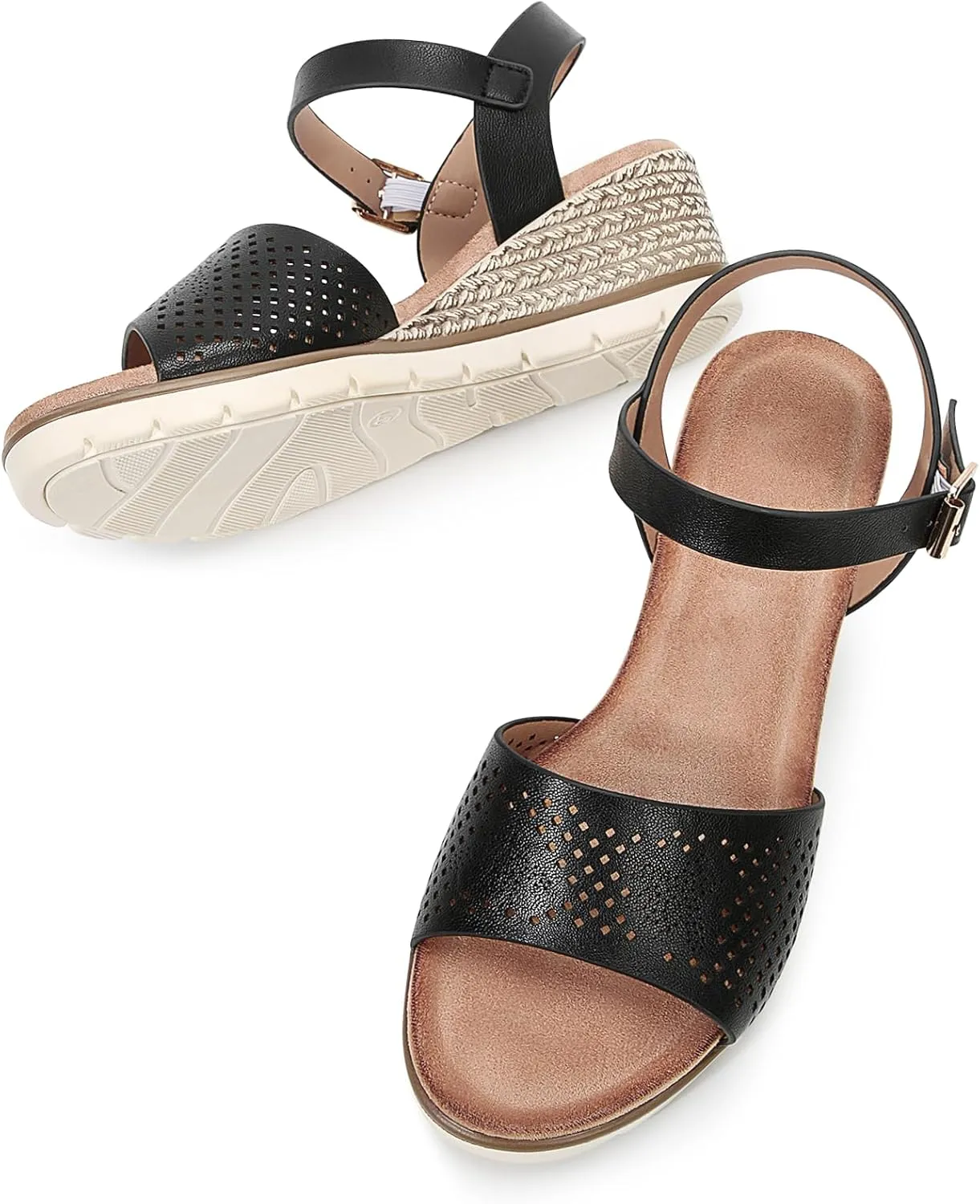 Wedges for Women Dressy, Women's Ankle Strap Sandals Platform Bee Pattern
