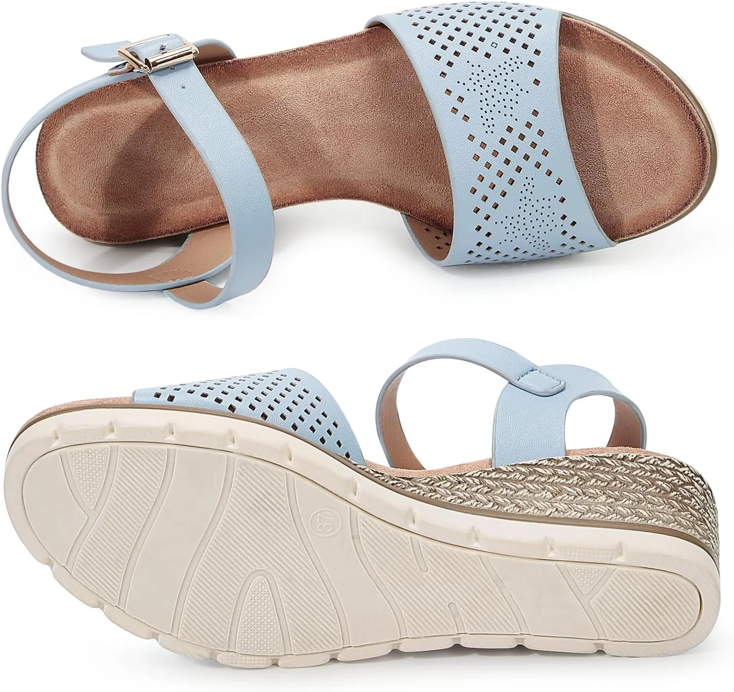 Wedges for Women Dressy, Women's Ankle Strap Sandals Platform Bee Pattern