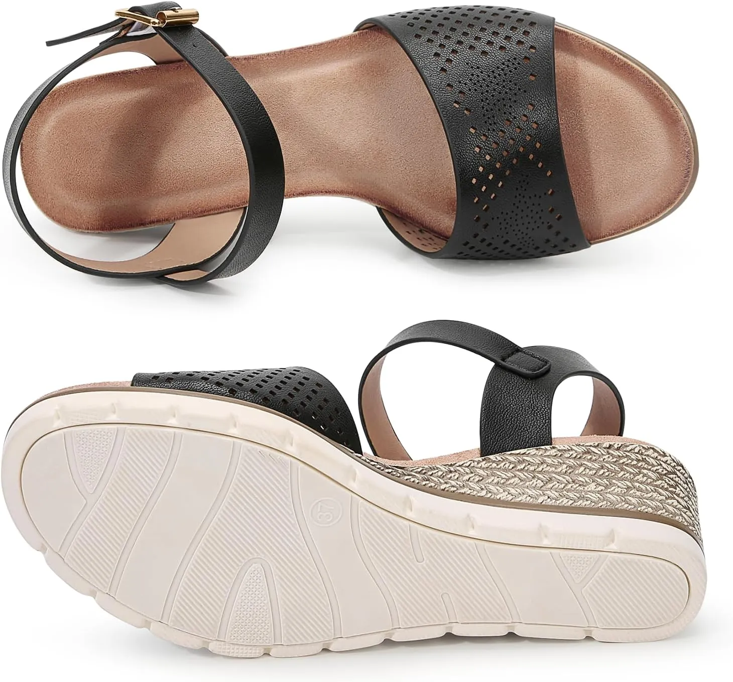 Wedges for Women Dressy, Women's Ankle Strap Sandals Platform Bee Pattern