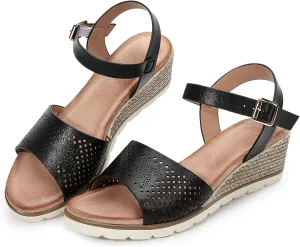 Wedges for Women Dressy, Women's Ankle Strap Sandals Platform Bee Pattern