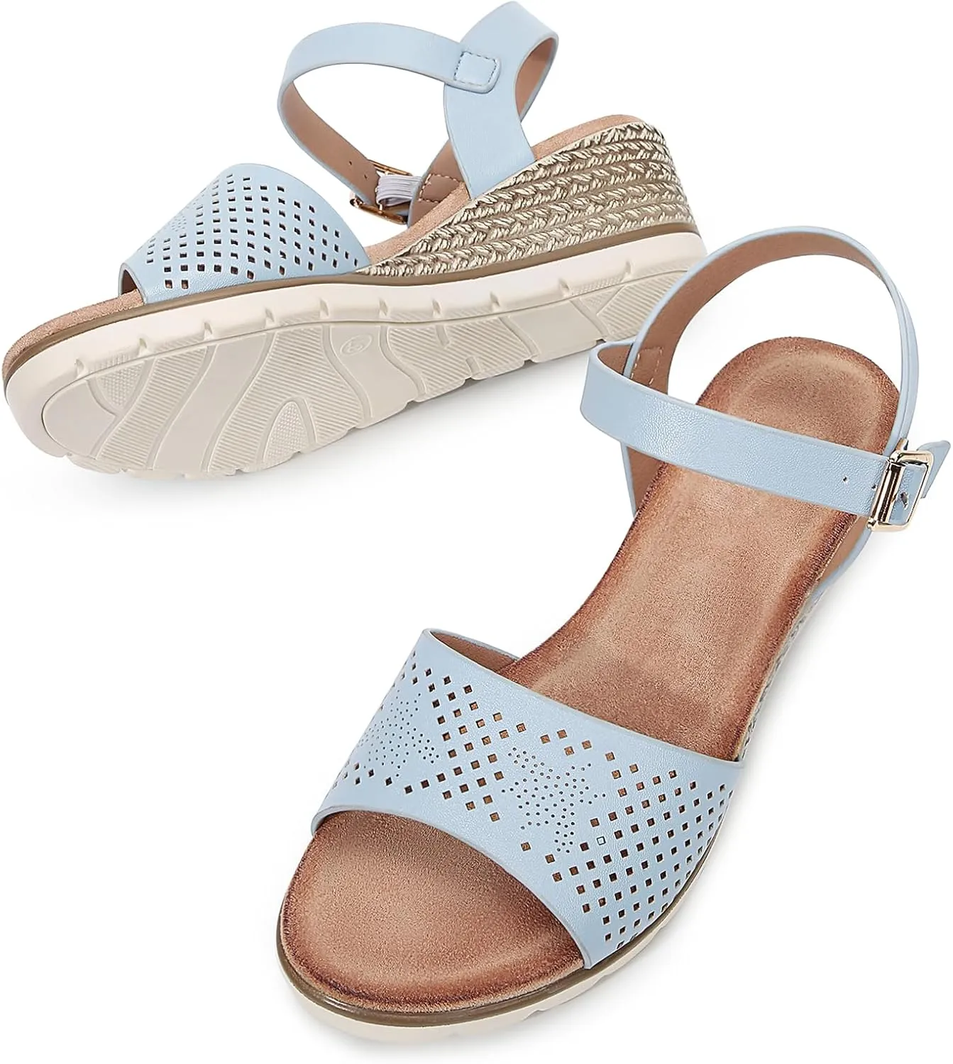 Wedges for Women Dressy, Women's Ankle Strap Sandals Platform Bee Pattern