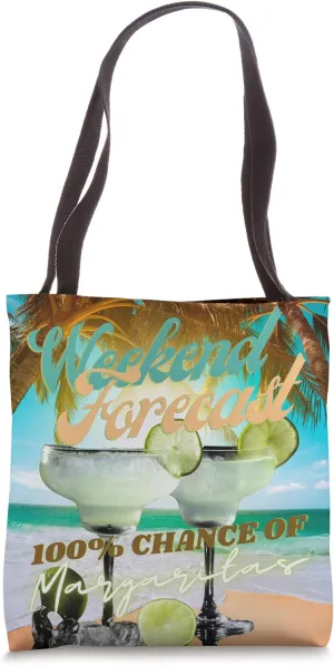 Weekend Forecast 100% Chance Of Margaritas Funny Retro Tote Bag