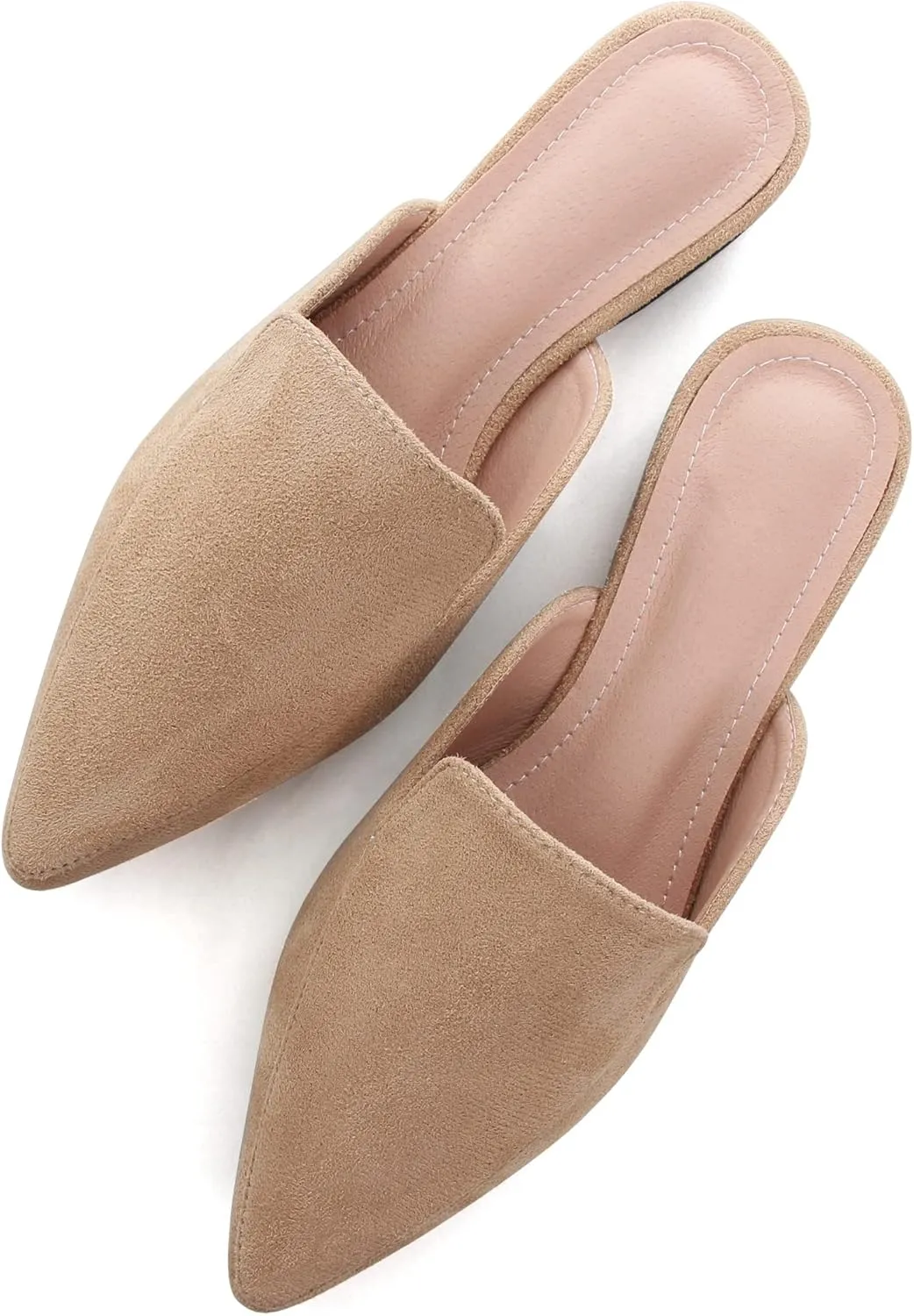 WENJIAZHIZHI Suede Mules Slippers for Women's Shoes Pointed Toe Backless Flats Slides Sandals Slip-On Loafers
