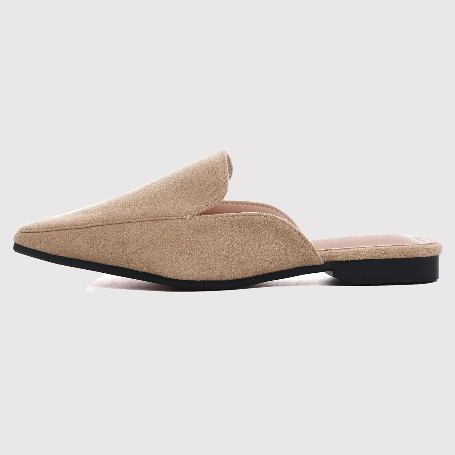 WENJIAZHIZHI Suede Mules Slippers for Women's Shoes Pointed Toe Backless Flats Slides Sandals Slip-On Loafers