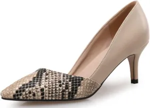 WENJIAZHIZHI Women's Cut-Out Snakeskin Pumps Stiletto High Heels Office Shoes Slip-On Loafers for Women Party Dressy Sexy